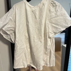 White Eyelet Sleeve Women's Top